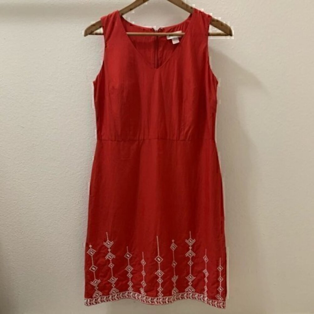 Loft Red Embroidered Sheath Dress